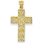 14K Gold Celtic Heart Cross Pendant