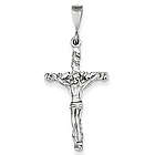 14 Karat White Gold Beaten Cross Crucifix Pendant