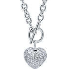 Cubic Zirconia Puffed Heart Toggle Necklace
