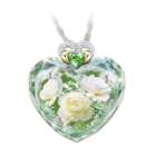 Irish Rose Crystal Heart-Shaped Pendant