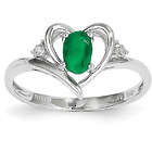 Emerald and Diamond Heart Ring in 14 Karat White Gold