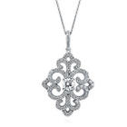 Sterling Silver and Cubic Zirconia Filigree Art Deco Necklace
