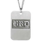 Old English Monogram Sterling Silver Dog-Tag Necklace