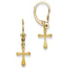 Small Cross Earrings with Scroll-Work Tips in 14 Karat Gold