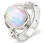 Sterling Silver Oval Rainbow Moonstone Ring