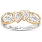 Romantic Diamond Filigree Ring with 2 Personalized Names