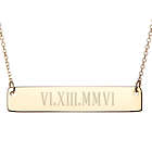 Personalized Roman Numeral Date Gold Bar Necklace