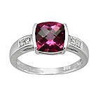 Diamond & Pure Pink Topaz Ring in 14K White Gold