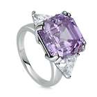 Asscher Purple Cubic Zirconia in Sterling Silver Cocktail Ring