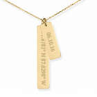 Personalized Anniversary Coordinate & Date Vertical Gold Necklace