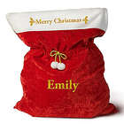 A Merry Christmas Personalized Santa Bag with Cinch-able Cord