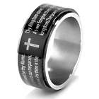 Lord's Prayer and Cross Spinner Ring in Black