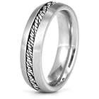 Men's Brushed Stainless Steel Band with Rope Inlay