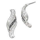 Sterling Silver Black and White Diamond Earrings