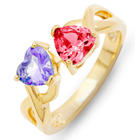 2-Heart Birthstone Gold Infinity Ring