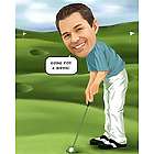 Male Golfer Caricature Print