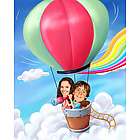 Hot Air Balloon Expedition Personalized Caricature Art Print