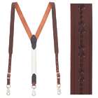 Barbed Wire 1 Inch Wide Brown Western Leather Suspenders