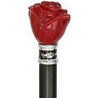 Red Rose Flower Knob Walking Stick with Black Beechwood Shaft