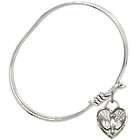 5.75" Rhodium Plated Bangle Bracelet with Confirmation Heart