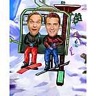 Ski Lift Caricature Print from Personal Photos