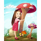 Mushroom Land Personalized Caricature from Photos