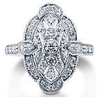 Cubic Zirconia Sterling Silver Filigree Vintage Style Ring