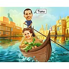Love in a Gondola Caricature Print from Photos