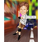 Roller Blading Caricature from Photos