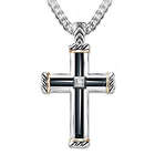 God Is My Strength Men's Diamond Cross Pendant