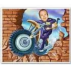 Motorcycle Stuntman Caricature 8x10 Print From Photo