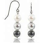 Black, White and Gray Pearl Dangle Earrings