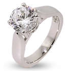 Classic Solitaire Cubic Zirconia Sterling Silver Engagement Ring