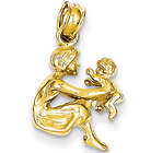 Mother Holding Child Pendant in 14K Gold