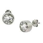Bezel Set Cubic Zirconia Sterling Silver Earrings