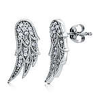 Sterling Silver Cubic Zirconia Angel Wings Stud Earrings