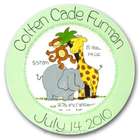 Personalized Birth Announcement Zoo Animals Plate