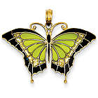 Green and Black Wings Butterfly Pendant in 14K Gold