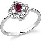 Cross and Heart Ruby and Diamond Ring in 14 Karat White Gold