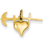 14 Karat Gold Cross, Anchor, and Heart Triple Pendant