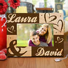 Engraved Couples Hearts Wooden Picture Frame