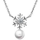 Simulated Pearl & Sterling Silver Snowflake Pendant