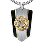 US Army Shield Pendant with Etched Army Motto