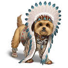Native American Inspired Chief Little Paws Yorkie Figurine