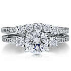Sterling Silver 3-Stone Cubic Zirconia Bridal Ring Set