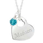 Engraved Heart of My Heart with Crystal Birthstone Charm Necklace