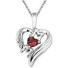 Heart-Shaped Garnet and Diamond Mom Necklace in 10k White Gold
