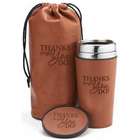 Thanks Tumbler and Coaster with Leatherette Bag