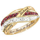 Personalized Together in Love Red and White Diamond Ring