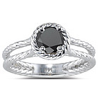 1 Ct Black Diamond Ring in 14K White Gold